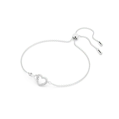 Swarovski Hyperbola Bracelet with Heart White Rhodium Plated - Bluestreak Crystals