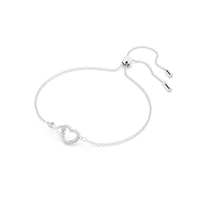 Swarovski Hyperbola Bracelet with Heart White Rhodium Plated - Bluestreak Crystals