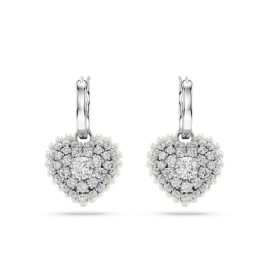 Swarovski Hyperbola Drop Earrings Heart White Rhodium Plated - Bluestreak Crystals