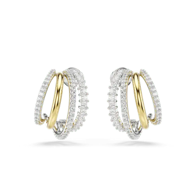Swarovski Hyperbola Hoop Earrings Mixed Cut White Mixed Metal Finish - Bluestreak Crystals