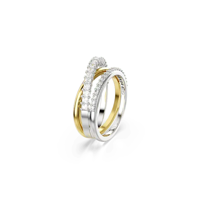 Swarovski Hyperbola Ring Mixed Cuts White Mixed Metal Finish - Bluestreak Crystals