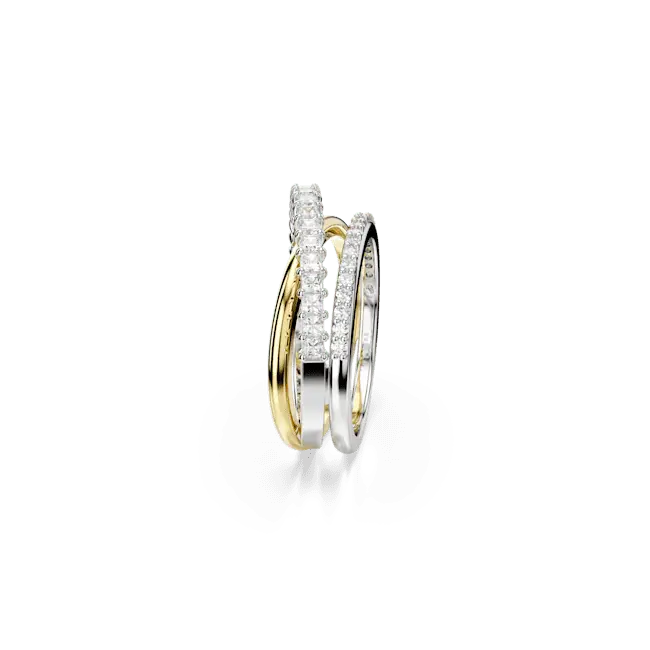 Swarovski Hyperbola Ring Mixed Cuts White Mixed Metal Finish - Bluestreak Crystals