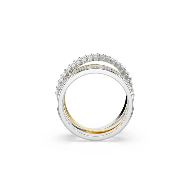 Swarovski Hyperbola Ring Mixed Cuts White Mixed Metal Finish - Bluestreak Crystals