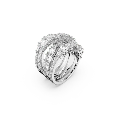 Swarovski Hyperbola Ring Mixed Cuts White Rhodium plated - Bluestreak Crystals