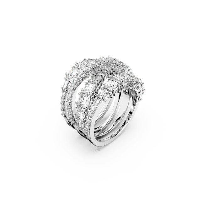 Swarovski Hyperbola Ring Mixed Cuts White Rhodium plated - Bluestreak Crystals