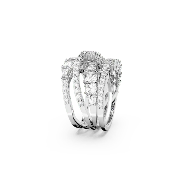 Swarovski Hyperbola Ring Mixed Cuts White Rhodium plated - Bluestreak Crystals