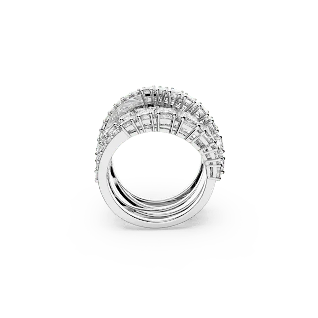Swarovski Hyperbola Ring Mixed Cuts White Rhodium plated - Bluestreak Crystals