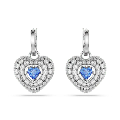 Swarovski Idyllia Drop Earrings Heart Blue Rhodium Plated - Bluestreak Crystals