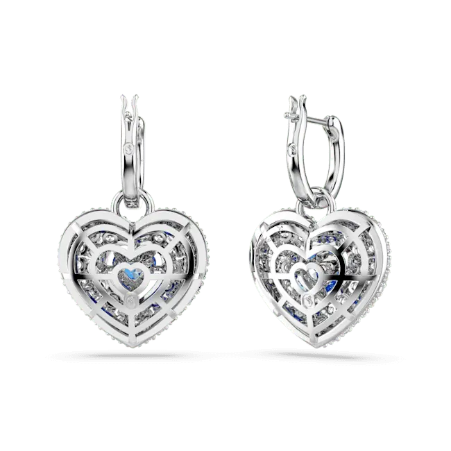 Swarovski Idyllia Drop Earrings Heart Blue Rhodium Plated - Bluestreak Crystals