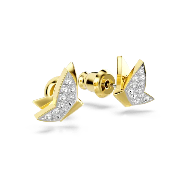 Swarovski Idyllia Lilia Stud Earrings Butterfly White Gold-Tone Plated - Bluestreak Crystals