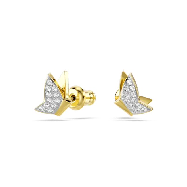 Swarovski Idyllia Lilia Stud Earrings Butterfly White Gold-Tone Plated - Bluestreak Crystals