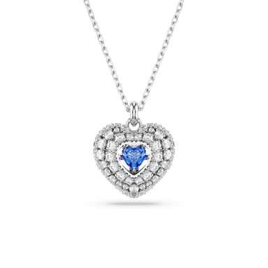 Swarovski Idyllia Pendant Heart Blue Rhodium Plated - Bluestreak Crystals