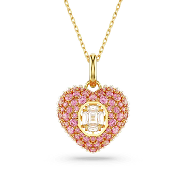 Swarovski Idyllia Pendant Octagon Cut Crystal Pearls Heart Pink Gold-Tone Plated - Bluestreak Crystals