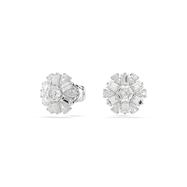 Swarovski Idyllia Stud Earrings Mixed Cuts Snowflake White Rhodium Plated - Bluestreak Crystals