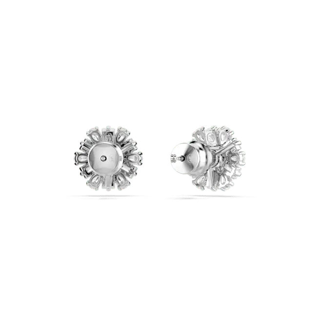 Swarovski Idyllia Stud Earrings Mixed Cuts Snowflake White Rhodium Plated - Bluestreak Crystals