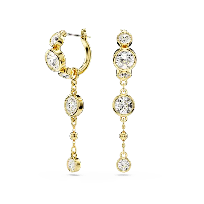 Swarovski Imber Drop Earrings Round Cut White Mixed Metal Finish - Bluestreak Crystals