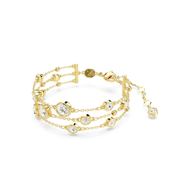 Swarovski Imber Wide Bracelet Round Cut Gold-Tone Plated - Bluestreak Crystals