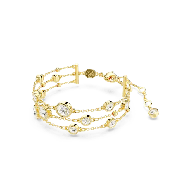 Swarovski Imber Wide Bracelet Round Cut Gold-Tone Plated - Bluestreak Crystals