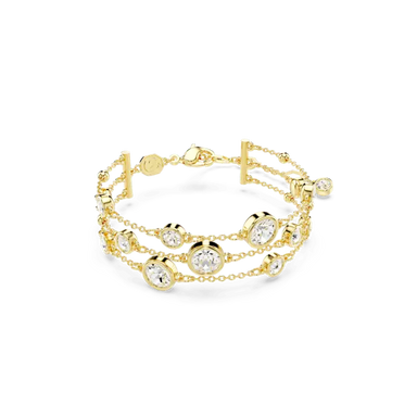 Swarovski Imber Wide Bracelet Round Cut Gold-Tone Plated - Bluestreak Crystals