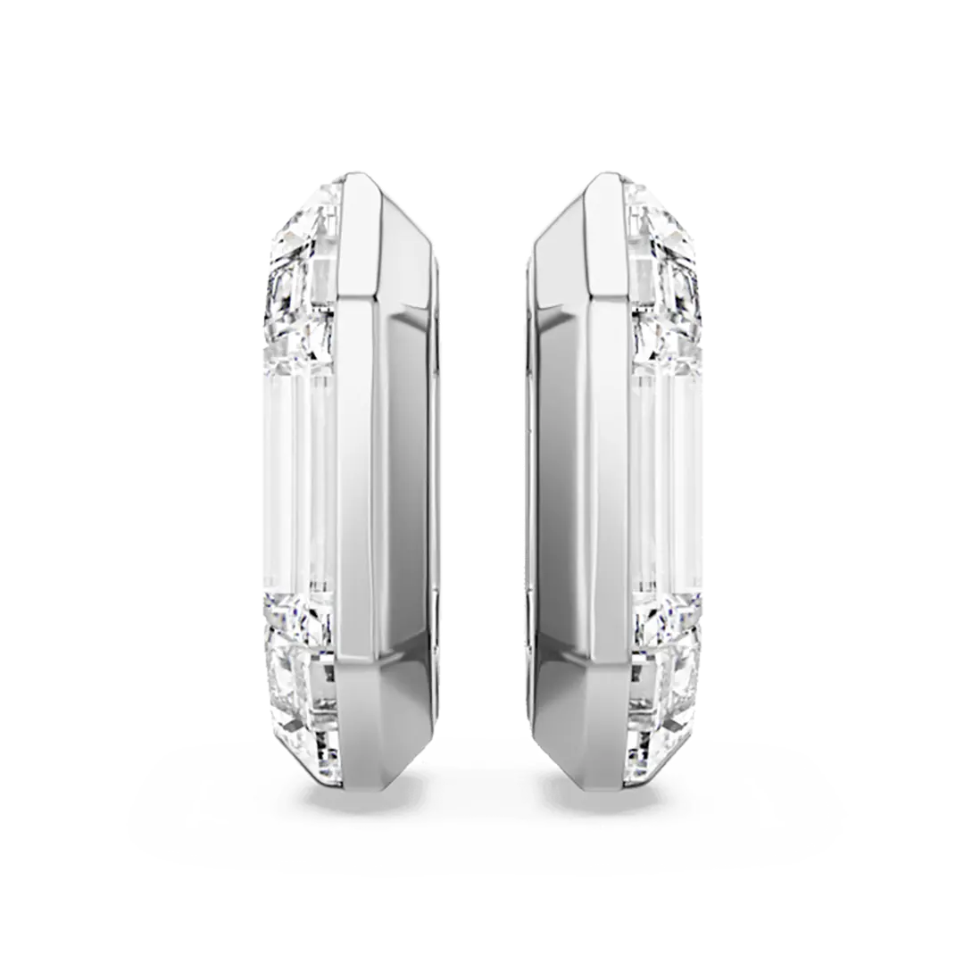 Swarovski Lucent Hoop Earrings Octagon Small White - Bluestreak Crystals
