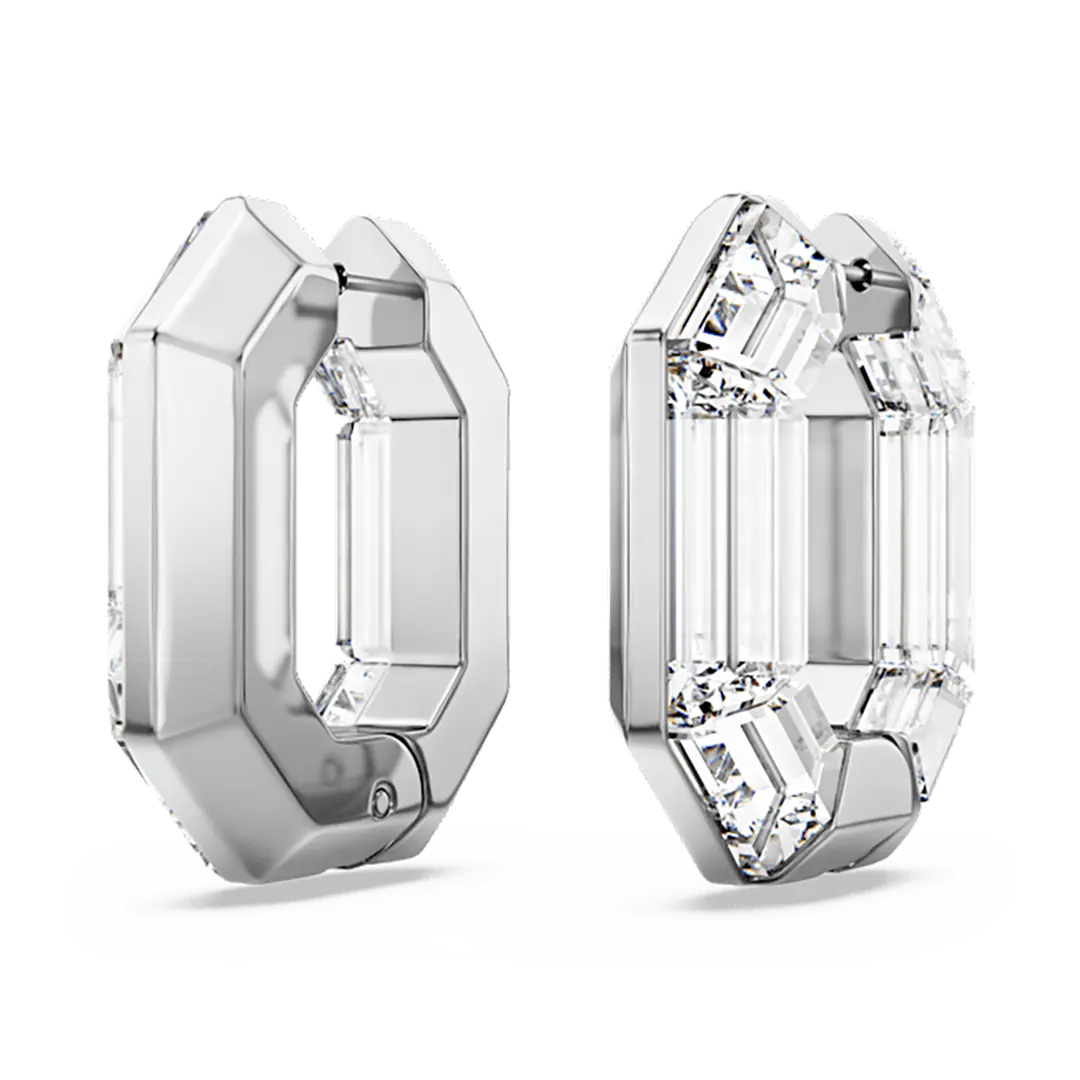 Swarovski Lucent Hoop Earrings Octagon Small White - Bluestreak Crystals
