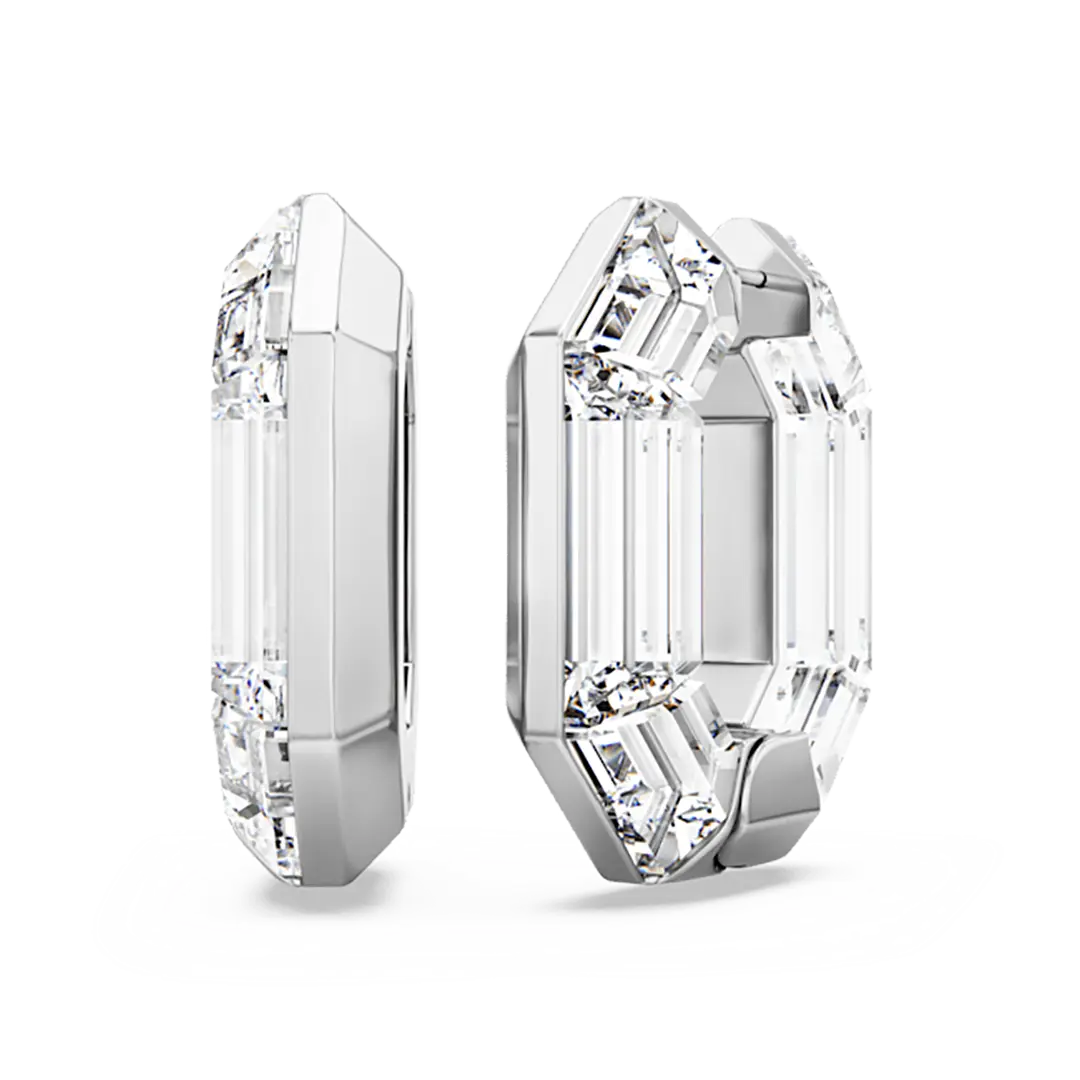 Swarovski Lucent Hoop Earrings Octagon Small White - Bluestreak Crystals