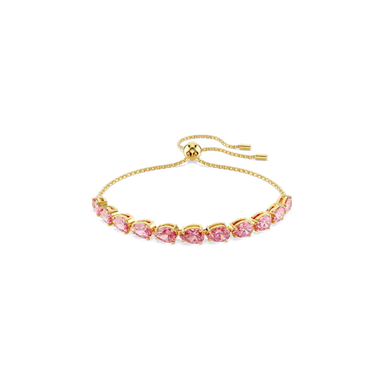 Swarovski Matrix Adjustable Bracelet Pear Cut Pink Gold-Tone Plated - Bluestreak Crystals