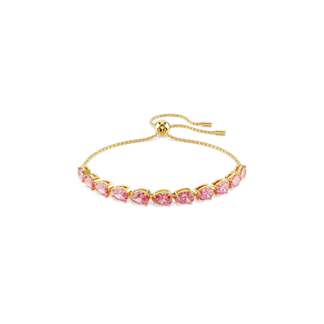 Swarovski Matrix Adjustable Bracelet Pear Cut Pink Gold-Tone Plated - Bluestreak Crystals