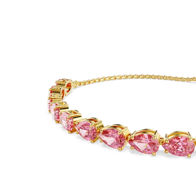 Swarovski Matrix Adjustable Bracelet Pear Cut Pink Gold-Tone Plated - Bluestreak Crystals