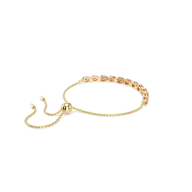 Swarovski Matrix Adjustable Bracelet Pear Cut Pink Gold-Tone Plated - Bluestreak Crystals