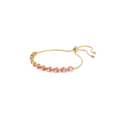 Swarovski Matrix Adjustable Bracelet Pear Cut Pink Gold-Tone Plated - Bluestreak Crystals