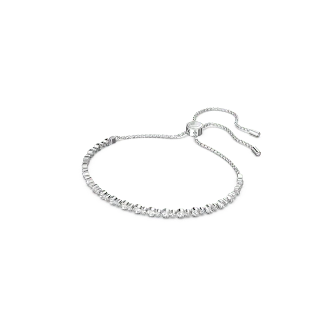 Swarovski Matrix Adjustable Tennis Bracelet Round Cut White Rhodium Plated - Bluestreak Crystals