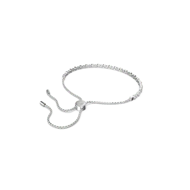 Swarovski Matrix Adjustable Tennis Bracelet Round Cut White Rhodium Plated - Bluestreak Crystals