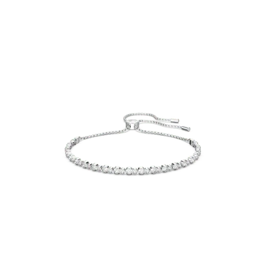 Swarovski Matrix Adjustable Tennis Bracelet Round Cut White Rhodium Plated - Bluestreak Crystals