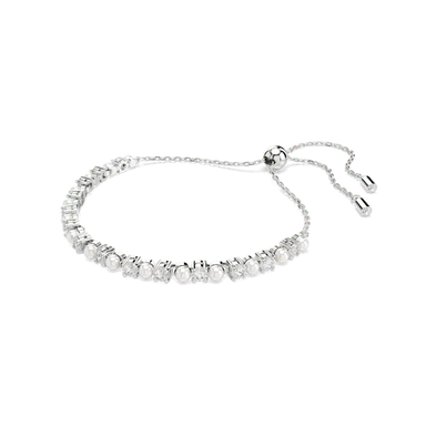 Swarovski Matrix Bracelet Crystal Pearl Round Cut White Rhodium Plated - Bluestreak Crystals