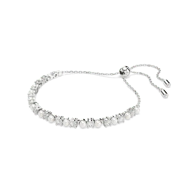 Swarovski Matrix Bracelet Crystal Pearl Round Cut White Rhodium Plated - Bluestreak Crystals