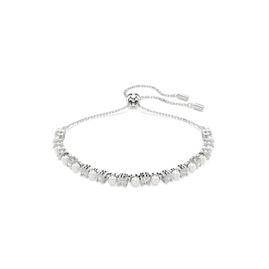 Swarovski Matrix Bracelet Crystal Pearl Round Cut White Rhodium Plated - Bluestreak Crystals