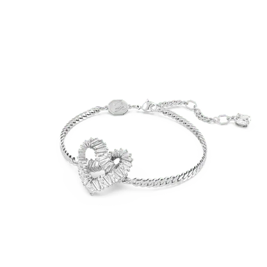 Swarovski Matrix Bracelet Heart White Rhodium Plated - Bluestreak Crystals