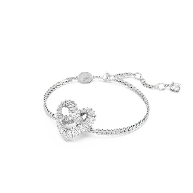 Swarovski Matrix Bracelet Heart White Rhodium Plated - Bluestreak Crystals