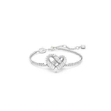 Swarovski Matrix Bracelet Heart White Rhodium Plated - Bluestreak Crystals