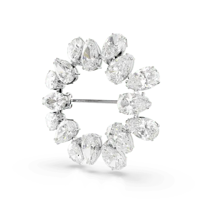 Swarovski Matrix Brooch Pear Cut White Rhodium Plated - Bluestreak Crystals