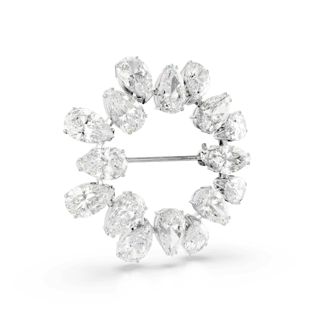 Swarovski Matrix Brooch Pear Cut White Rhodium Plated - Bluestreak Crystals