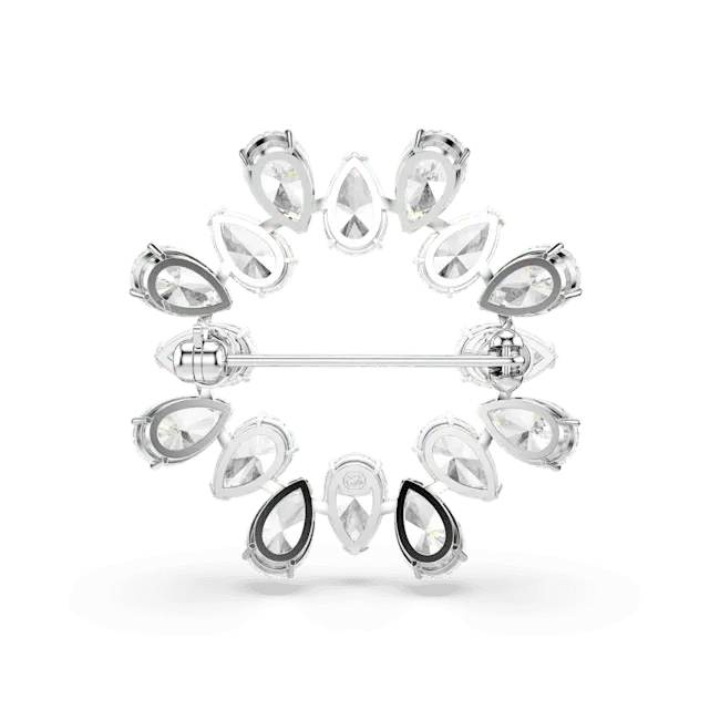 Swarovski Matrix Brooch Pear Cut White Rhodium Plated - Bluestreak Crystals