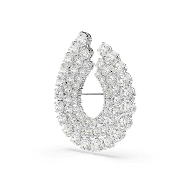 Swarovski Matrix Brooch Round Cut White Rhodium Plated - Bluestreak Crystals