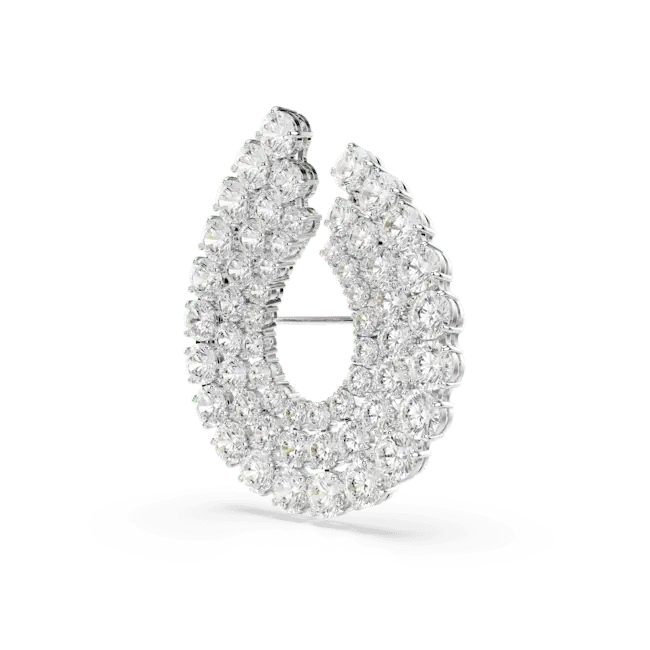 Swarovski Matrix Brooch Round Cut White Rhodium Plated - Bluestreak Crystals