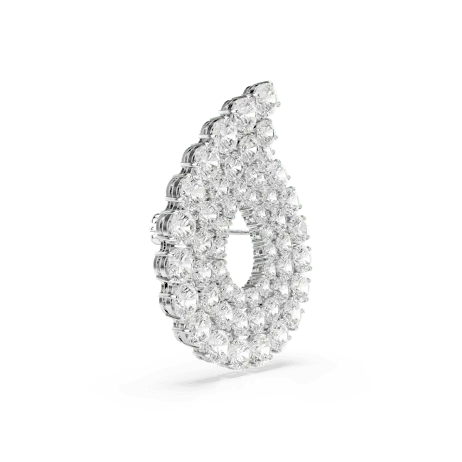 Swarovski Matrix Brooch Round Cut White Rhodium Plated - Bluestreak Crystals