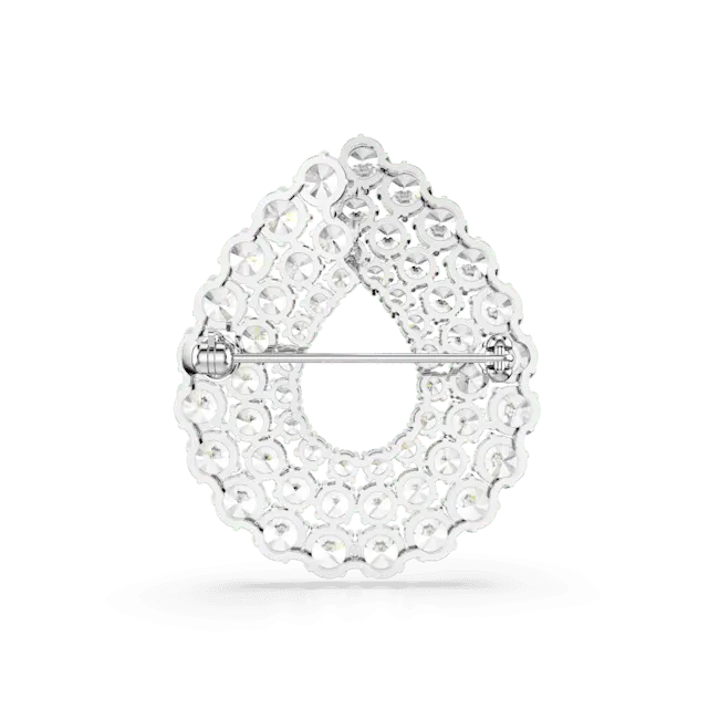 Swarovski Matrix Brooch Round Cut White Rhodium Plated - Bluestreak Crystals