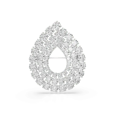 Swarovski Matrix Brooch Round Cut White Rhodium Plated - Bluestreak Crystals