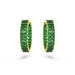 Swarovski Matrix Hoop Earrings Baguette Cut Green Gold-Tone Plated - Bluestreak Crystals