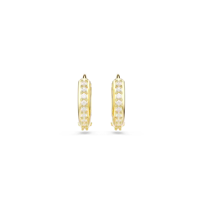 Swarovski Matrix Hoop Earrings Round Cut White Gold-Tone Plated - Bluestreak Crystals